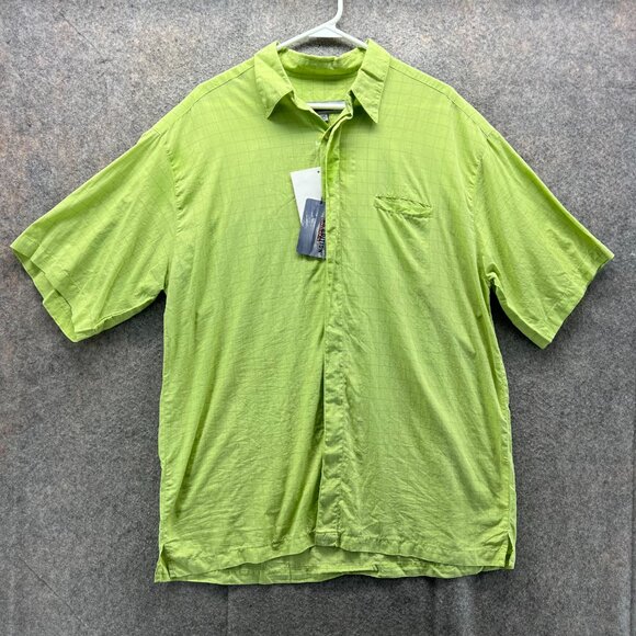 Quiksilver Silver Edition Shirt Mens Large Green Check Short Sleeve Cotton New - Picture 1 of 12